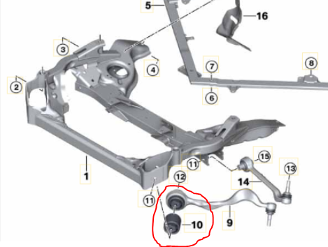 BMW E9X Reaktiotangon Uretaanipusla (SARJA) (Etummaisen Tukivarren Pusla)