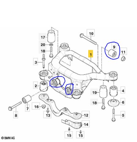 BMW E46 – Perän / Vetopyörästön uretaanipuslasarja